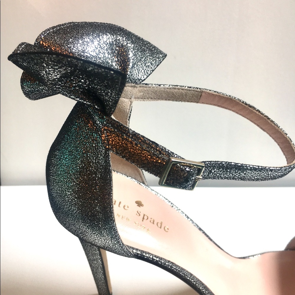 NWT Kate Spade Gunmetal Ruffle Stiletto Heels Iris - Picture 4 of 8
